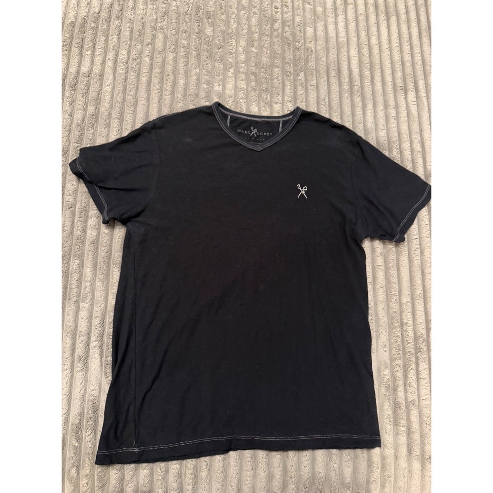 Marc Ecko Cut & Sew Mens Black V-Neck T-Shirt Embroidered Logo Size M